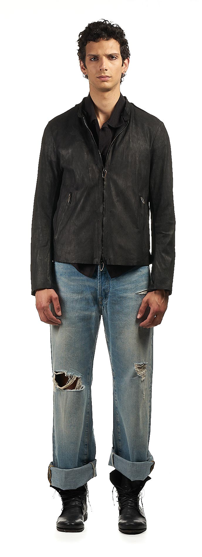 DANIELE BASTA LEATHER AND SILVER JACKET 